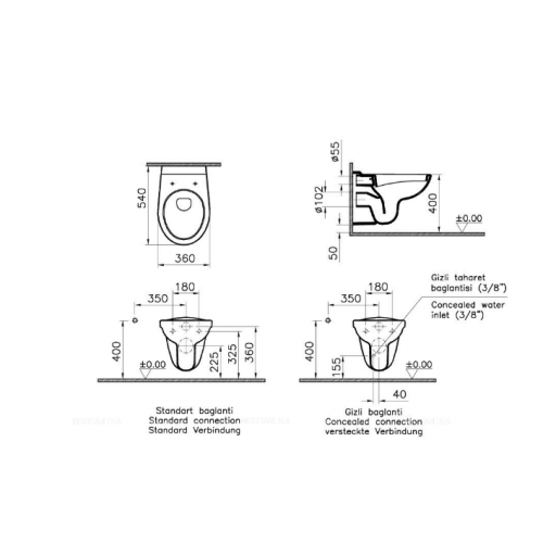 Унитаз подвесной Vitra NORM FIT 6855B099-1777 без сиденья